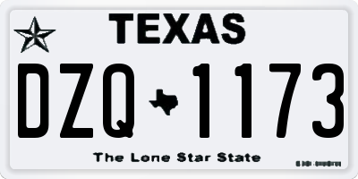 TX license plate DZQ1173