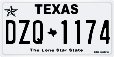 TX license plate DZQ1174