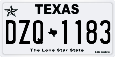 TX license plate DZQ1183