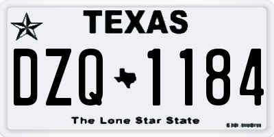 TX license plate DZQ1184