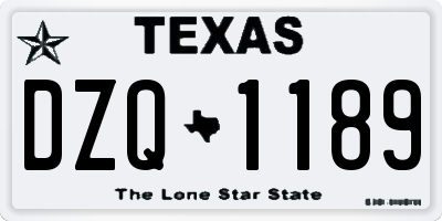 TX license plate DZQ1189