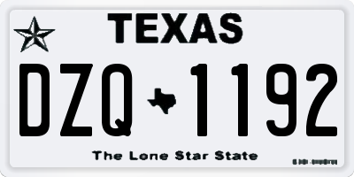 TX license plate DZQ1192