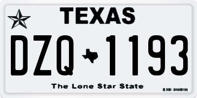 TX license plate DZQ1193