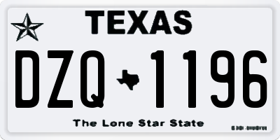 TX license plate DZQ1196