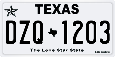 TX license plate DZQ1203