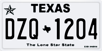 TX license plate DZQ1204