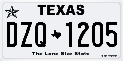 TX license plate DZQ1205
