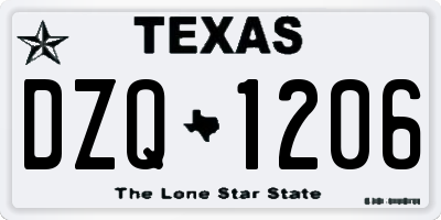 TX license plate DZQ1206