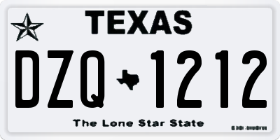 TX license plate DZQ1212
