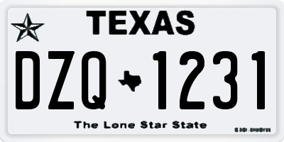 TX license plate DZQ1231