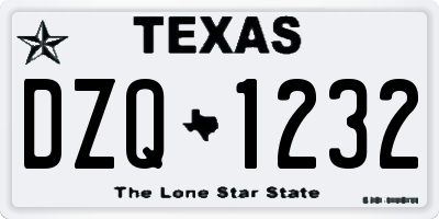 TX license plate DZQ1232