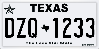 TX license plate DZQ1233