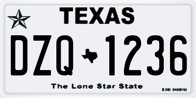TX license plate DZQ1236