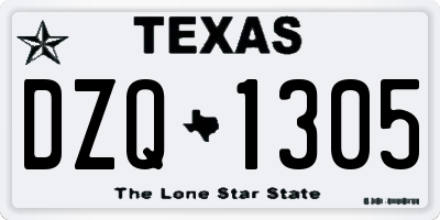 TX license plate DZQ1305