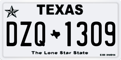 TX license plate DZQ1309