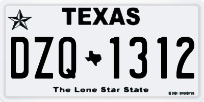 TX license plate DZQ1312