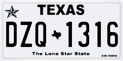 TX license plate DZQ1316