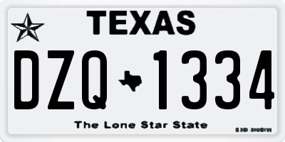 TX license plate DZQ1334