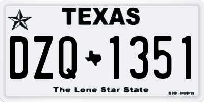 TX license plate DZQ1351