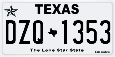 TX license plate DZQ1353
