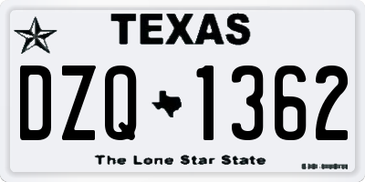 TX license plate DZQ1362