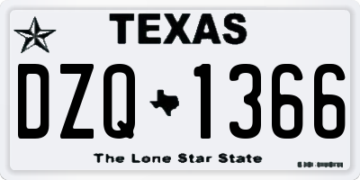 TX license plate DZQ1366