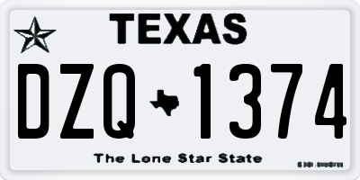 TX license plate DZQ1374