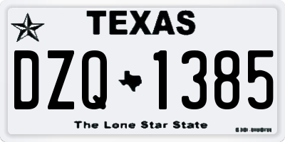 TX license plate DZQ1385