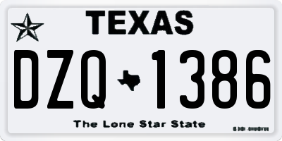 TX license plate DZQ1386