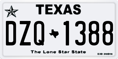 TX license plate DZQ1388