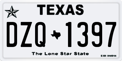 TX license plate DZQ1397