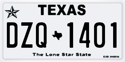 TX license plate DZQ1401