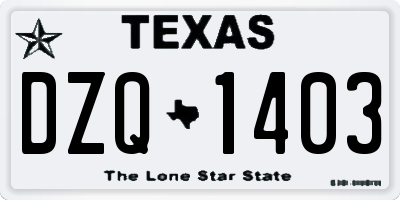 TX license plate DZQ1403