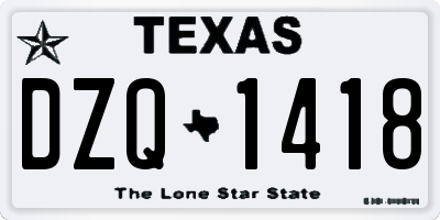 TX license plate DZQ1418