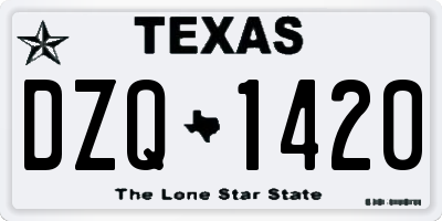 TX license plate DZQ1420