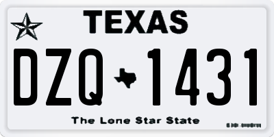 TX license plate DZQ1431