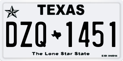 TX license plate DZQ1451
