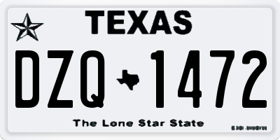 TX license plate DZQ1472