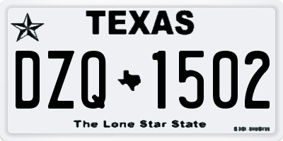 TX license plate DZQ1502