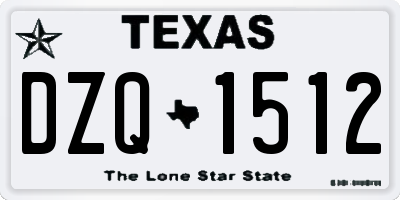 TX license plate DZQ1512