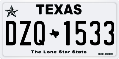 TX license plate DZQ1533