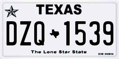 TX license plate DZQ1539