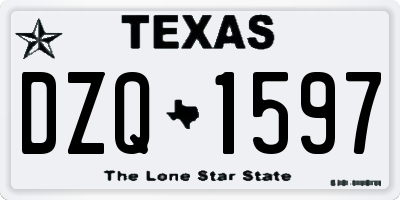 TX license plate DZQ1597