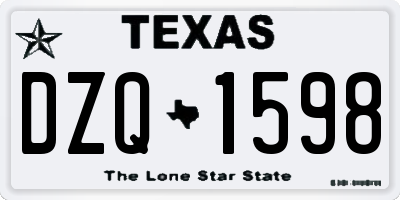 TX license plate DZQ1598