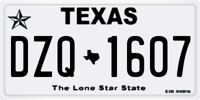 TX license plate DZQ1607