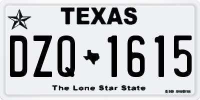 TX license plate DZQ1615