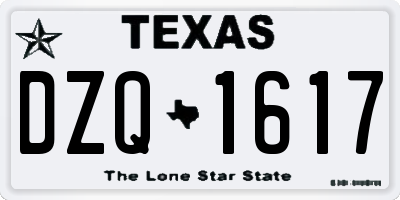 TX license plate DZQ1617