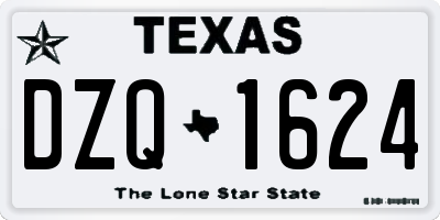 TX license plate DZQ1624