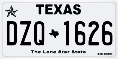 TX license plate DZQ1626