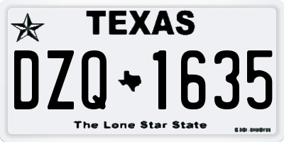 TX license plate DZQ1635